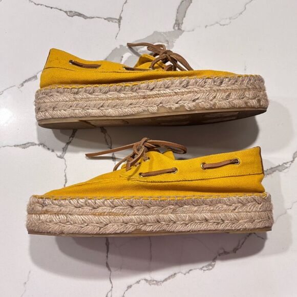Tory Burch | Women’s Yellow Espadrilles Boat Shoes Jute Size 7 - Picture 7 of 13